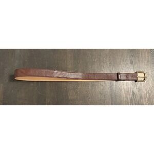 TECOVAS Brown LIZARD LEATHER BELT Interchangeable Brass Buckle Size 42